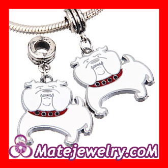 Platinum Plated Enamel european Christmas Dog Charms For Jewelry Making
