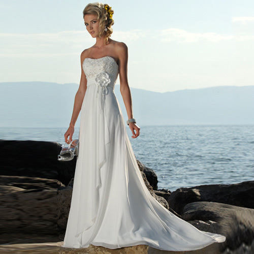 Strapless Chiffon Beach Wedding Dresses