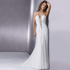 Elegant Beading Halter Beach Wedding Dresses