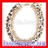 Gold Chain Chunky Rhinestone Handmade Leather Choker Necklace Wholesale