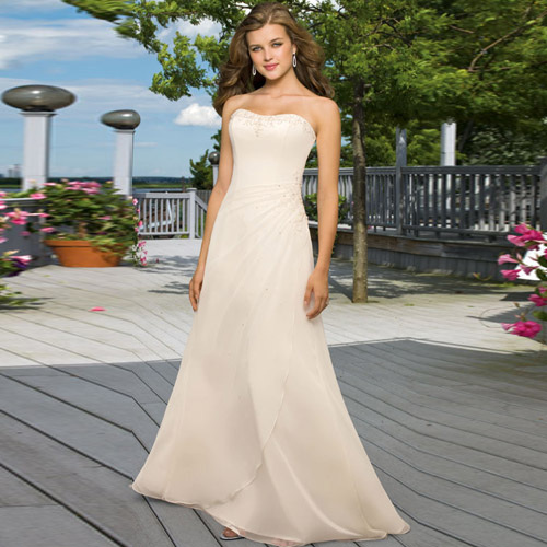 Strapless Satin Beach Wedding Dresses With Beaded Details