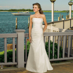 Strapless Silky Taffeta Beach Wedding Dresses With Beaded Details