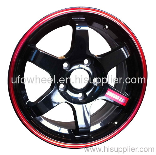 Alloy Wheels black with red stripe