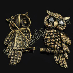 rhinestone owl brooch wholesale from China beads factory