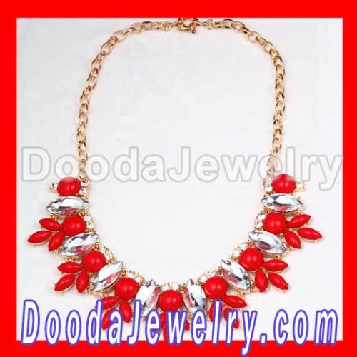 2012 hot sale Red Rhinestone Crystal Flower Choker Collar Bib Necklace
