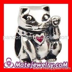 925 Sterling Silver european Lucky Cat Charm Bead Wholesale