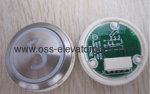 Push button round silver cover red light2AVDBUT (PCB 853343H04)