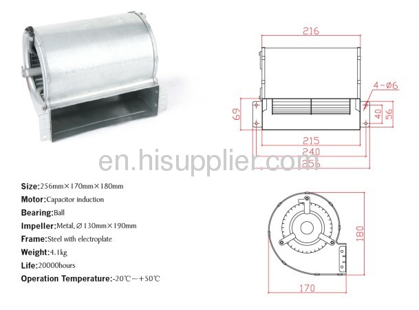 Crow flow fans 256mmx170mmx180 mm bearing ball