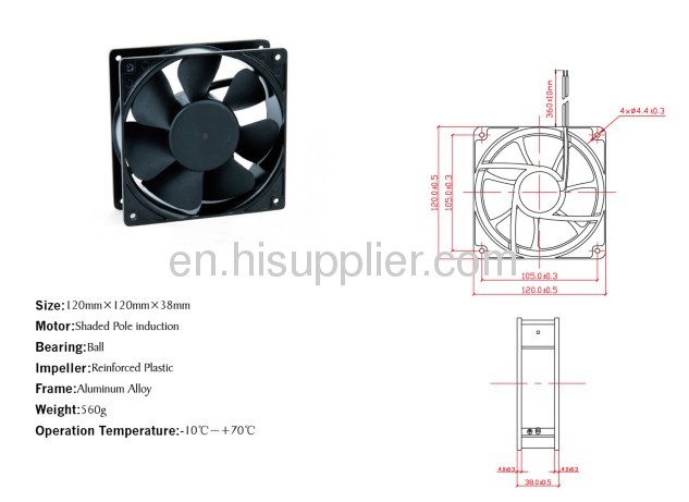 Axial Fans GF-1225B 120mmx120mmx38mm