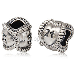 925 Sterling Silver european Number 21 Charm Beads For Bracelets Cheap