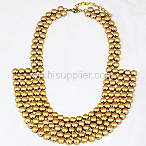 Fashion Gold Plated Chunky Statement Seed Bead Bib Necklace Wholesale
