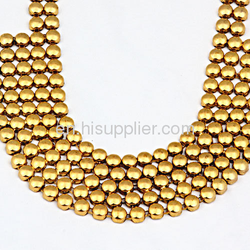 Fashion Gold Plated Chunky Statement Seed Bead Bib Necklace Wholesale