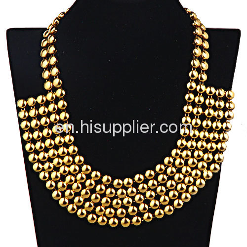 Fashion Gold Plated Chunky Statement Seed Bead Bib Necklace Wholesale