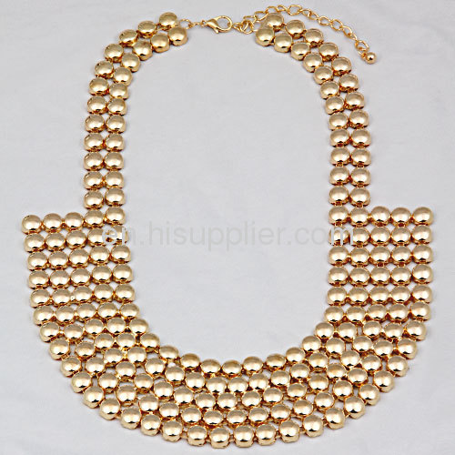 Fashion Gold Plated Chunky Statement Seed Bead Bib Necklace Wholesale