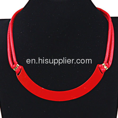 Fashion Punk Style Jewerly Black White Leather Choker Bib Necklace For Women