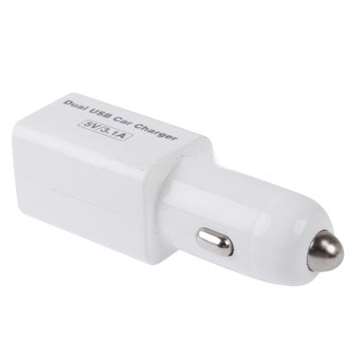 Dual USB Car Charger for iPhone 5 / iPhone 4 & 4S / New iPad / iPad 2 / iPod, Output: DC 5V / 2.1A, DC 5V / 1.0A (White)