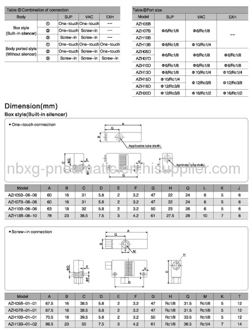 AZH07BS-06-06 Vacuum Generator