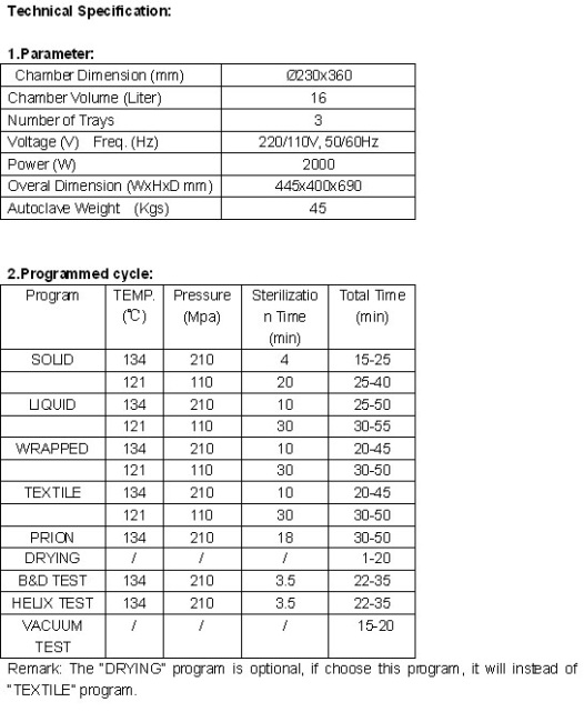 16L Class B LCD Display Medical Autoclave / Laboratory Autoclave 