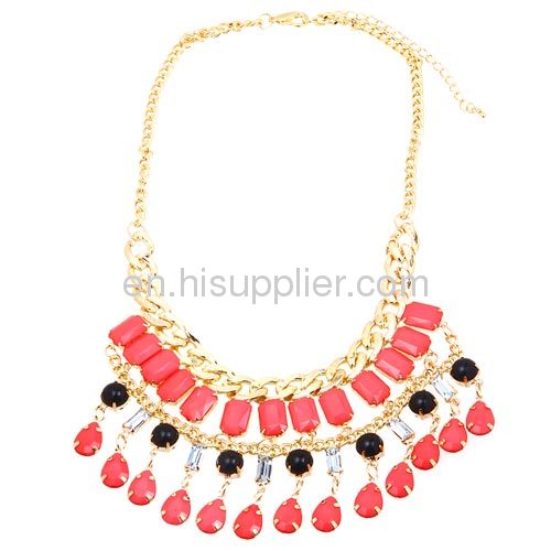 Fashion Waterdrop Pendant Tassel Cascade Statement Bib Necklace Cheap