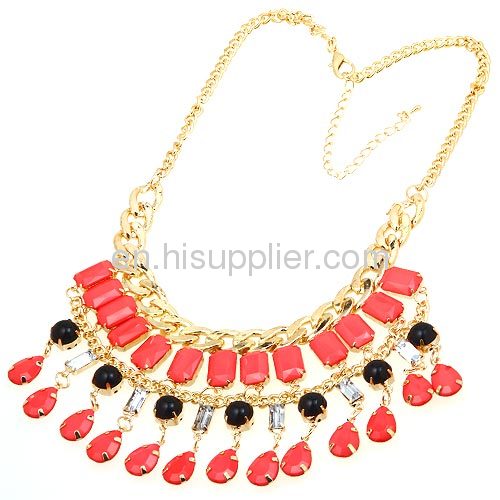 Fashion Waterdrop Pendant Tassel Cascade Statement Bib Necklace Cheap