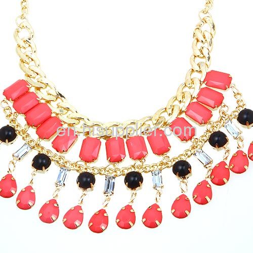 Fashion Waterdrop Pendant Tassel Cascade Statement Bib Necklace Cheap