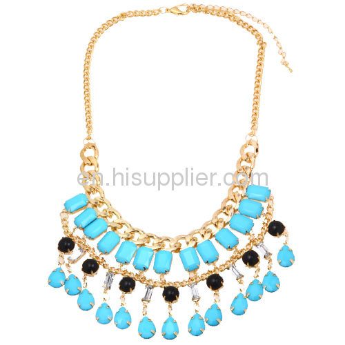 Fashion Waterdrop Pendant Tassel Cascade Statement Bib Necklace Cheap