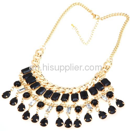 Fashion Waterdrop Pendant Tassel Cascade Statement Bib Necklace Cheap