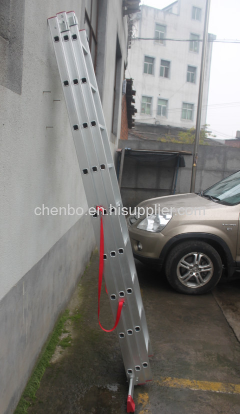 3-8m Trade EN131 Aluminum 3 Section Triple Extend Extension Push Up Ladder