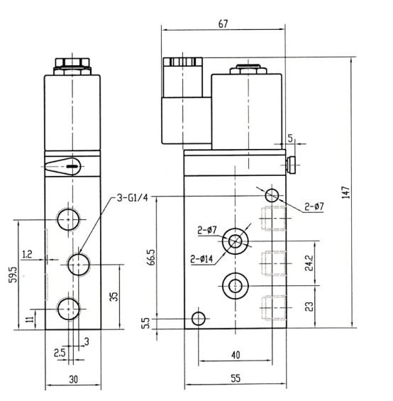 Panel mounted Herion Solenoid valve 5/2 way Solenoid valve