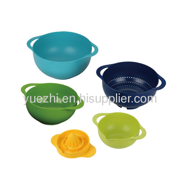 5pc Multi--coloured solid mixing bowl