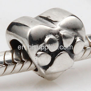 925 Silver PandoraHeart Charm Beads With Cute Dog Paw