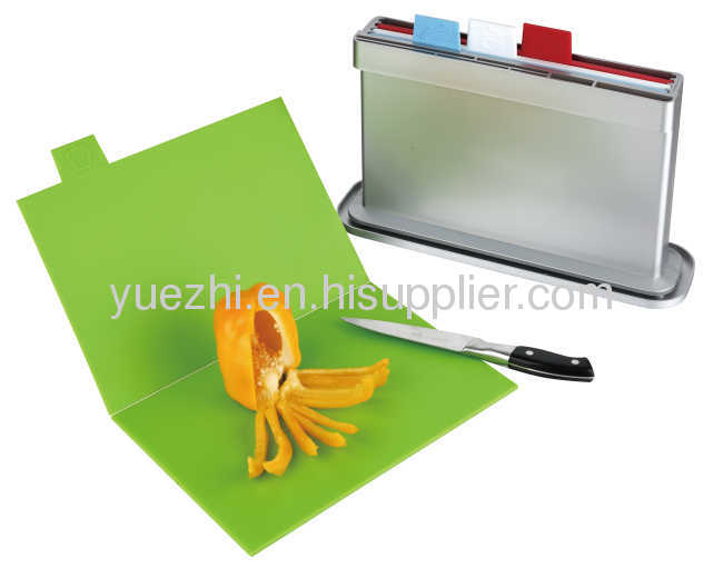 4pcs folding chopping board with water pan, one side knife shelves