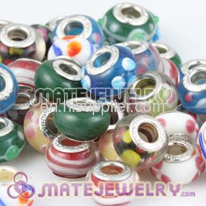 Mix 50 Pcs Big Hole Lampwork Glass Charm european Mixed Lots Beads