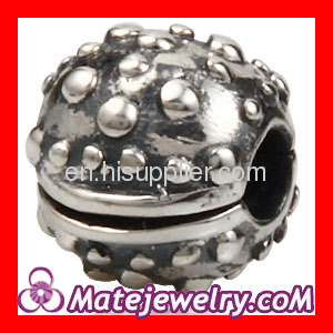 Oxidized 925 Sterling Silver Studded Stopper Clip Beads Fit european