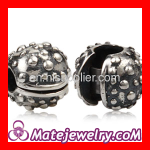 Oxidized 925 Sterling Silver Studded Stopper Clip Beads Fit european