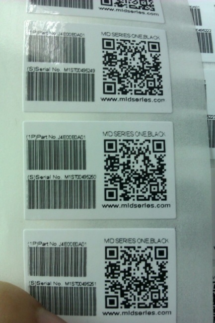 Custom warranty VOID If Removed Labels with Pre printed barcode and serials numbers