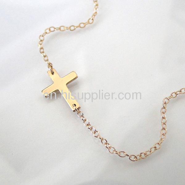 Cheap 925 Sterling Silver Sideways Cross Necklace Wholesale