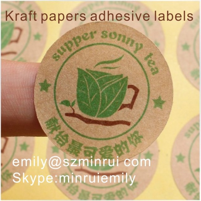 Custom Colorful Labels Printed on Brown kraft labels