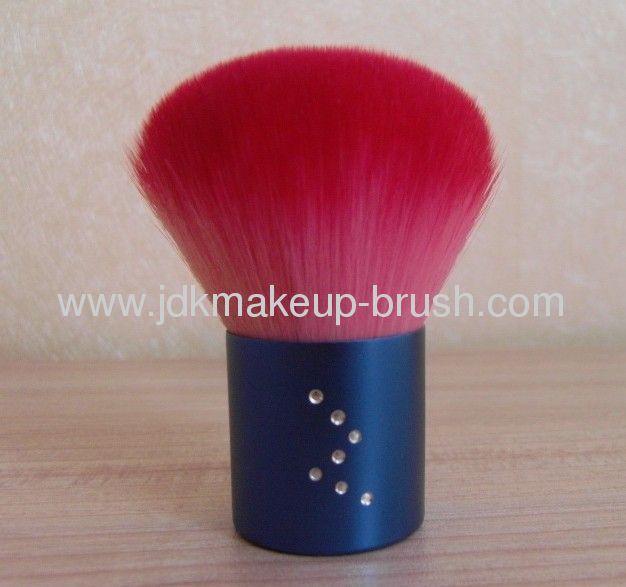 Red Hair Kabuki Brush with Blue Aluminum Base 