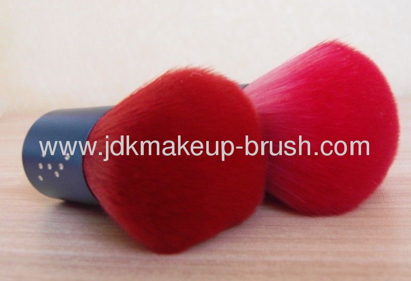 Red Hair Kabuki Brush with Blue Aluminum Base 