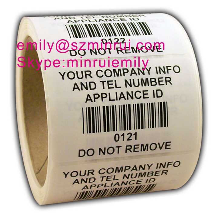 Custom Tamper Evident Barcode Labels,Security Destructible Barcode Stickers