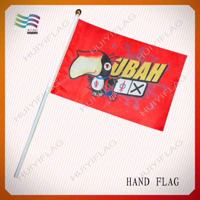 polyester hand flags with plastic pole