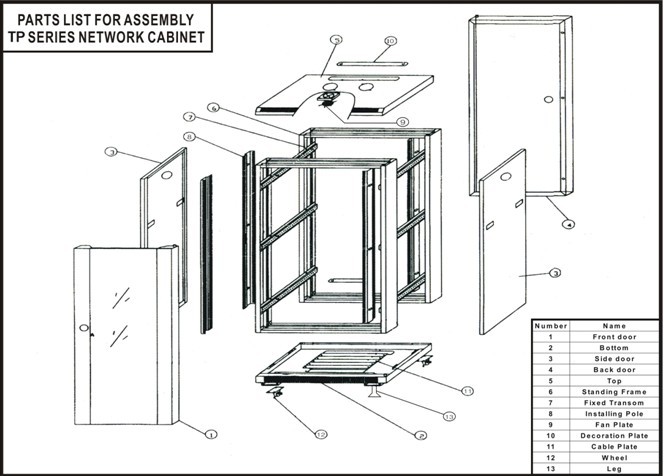 Free standing data cabinet