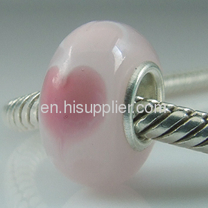 Wholesale New Design silver core european Hearts Glass Beads