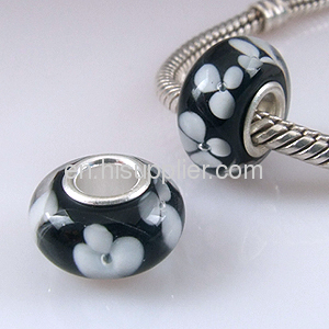 Wholesale New Design silver core european Hearts Glass Beads