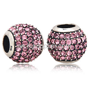 Wholesale Rondelle european Sterling Silver Crystal Beads Ball