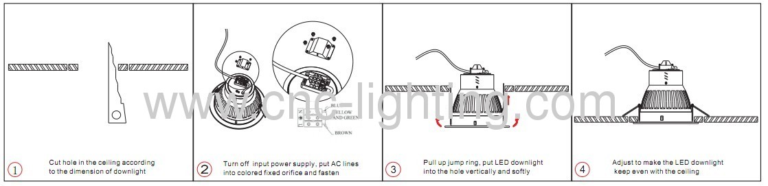 7-18W PWM dimming Recessed LED Downlight with Built-In Driver