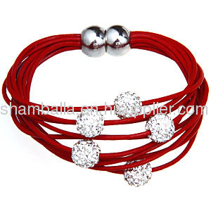 Wholesale Swarovski Leather Crystal Bracelet Magnetic Clasp