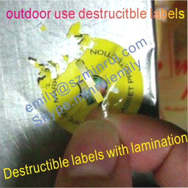 Custom Water Proof Destructible Labels,Fragile Labels with a protecting lamination
