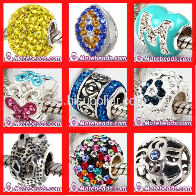 Sterling Silver 925Pandora Crystal Charm Beads For european Bracelets